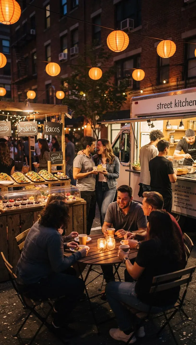 Посетитель выбирает свежие овощи и фрукты, окруженный атмосферой уютного рынка.