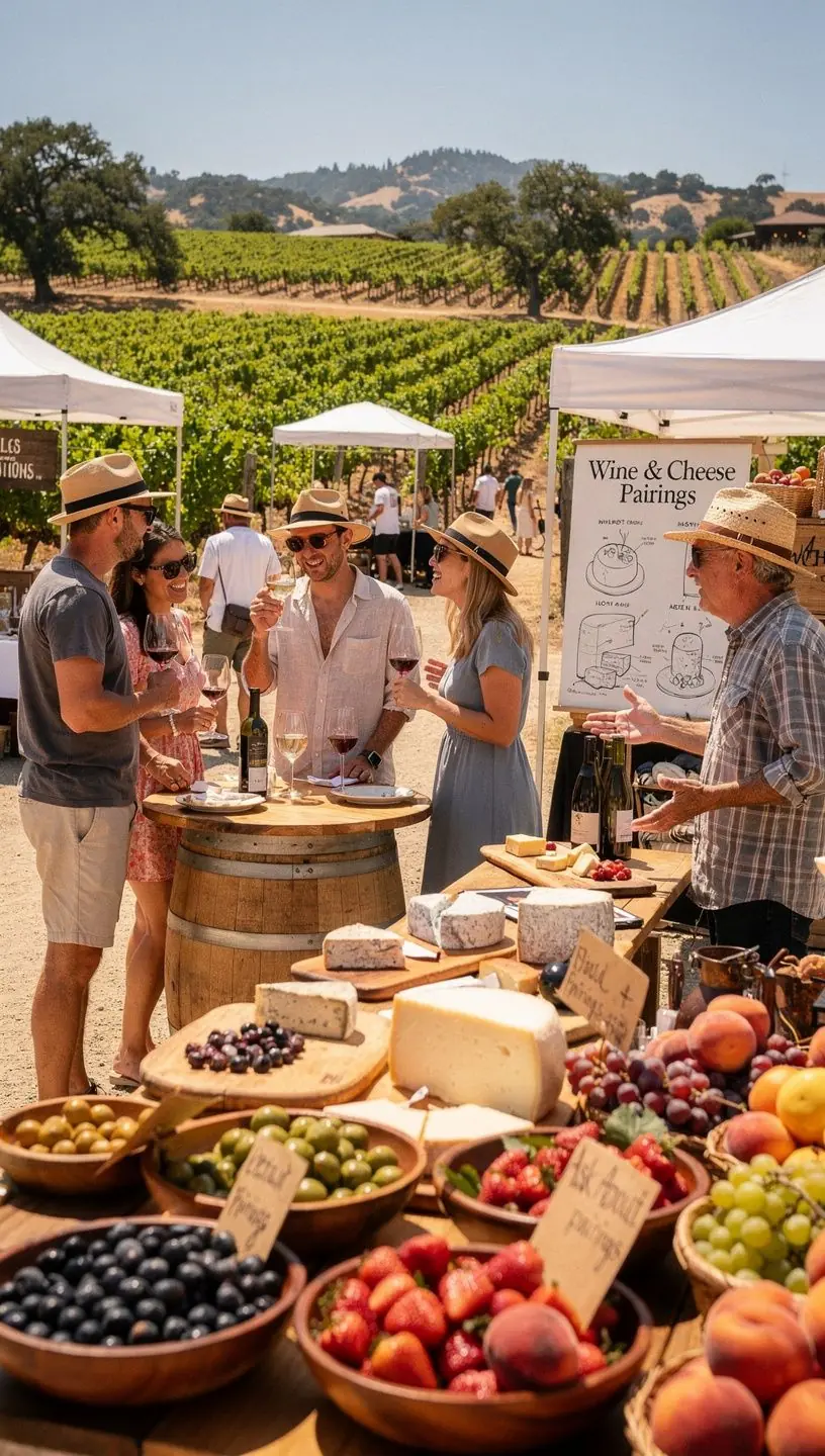 Ярмарка фермеров с разнообразием местных продуктов и ремесленных товаров.