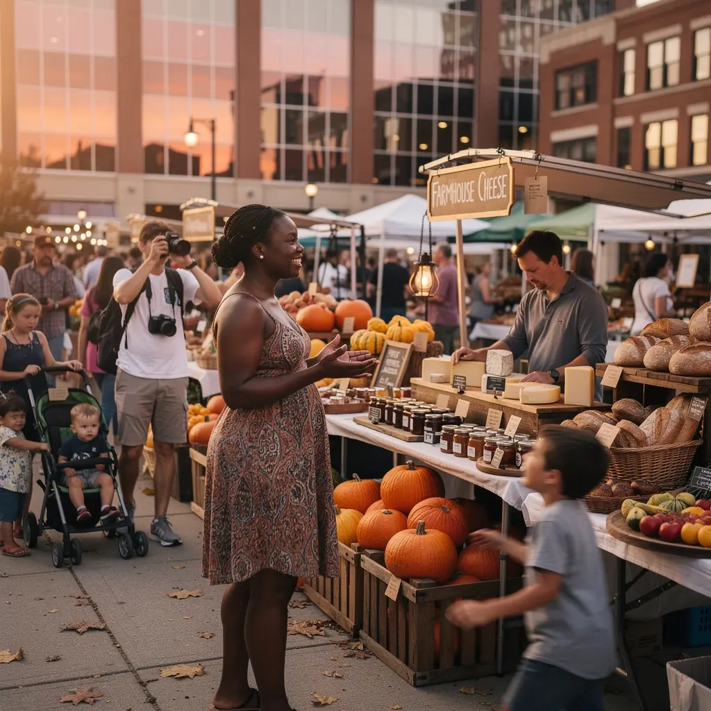 Групповая экскурсия по фермерскому рынку с участием сельскохозяйственных производителей.