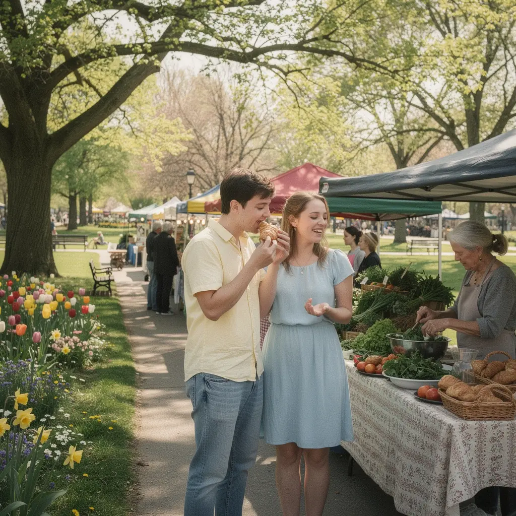 Торговцы общаются с посетителями, делясь секретами кулинарии