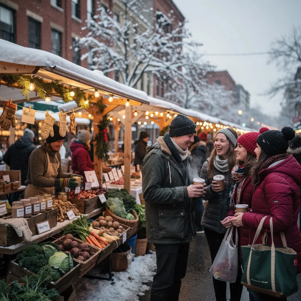 Атмосфера дружелюбия и сообщества на фермерском рынке в США